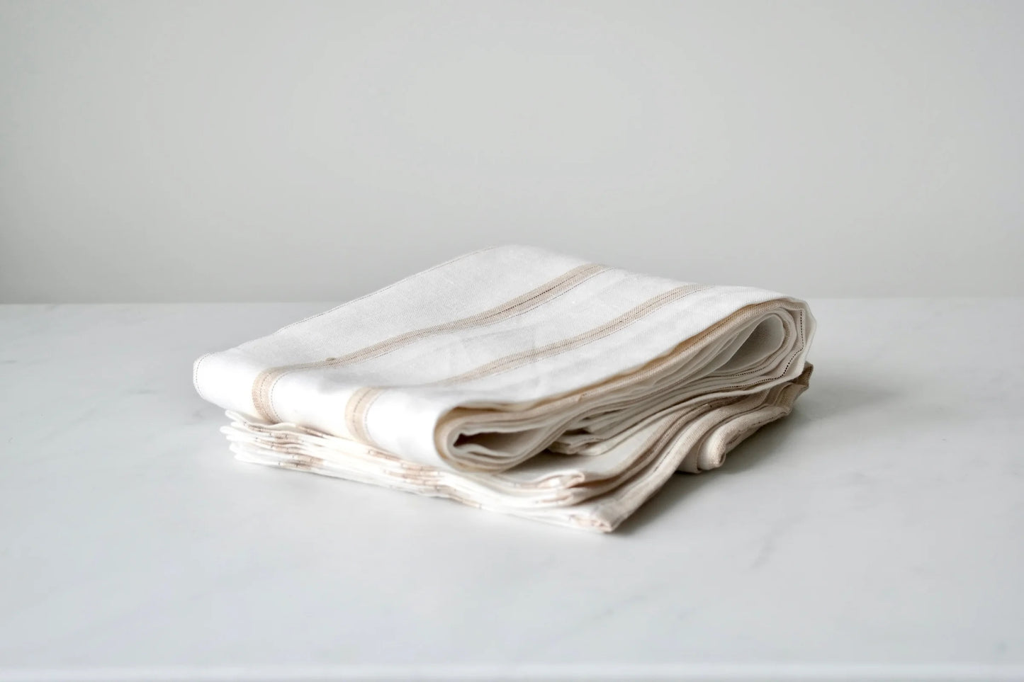 Pure Linen Towel – Natural Beige Stripes
