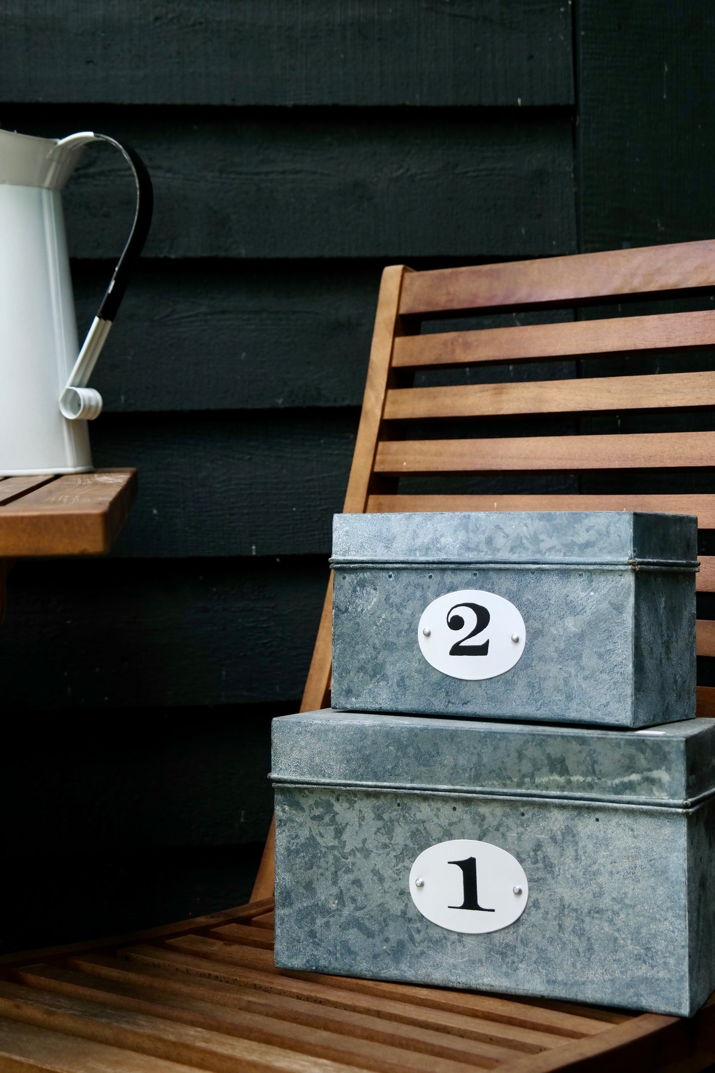 Numbered Galvanized Storage Boxes – Set of 2