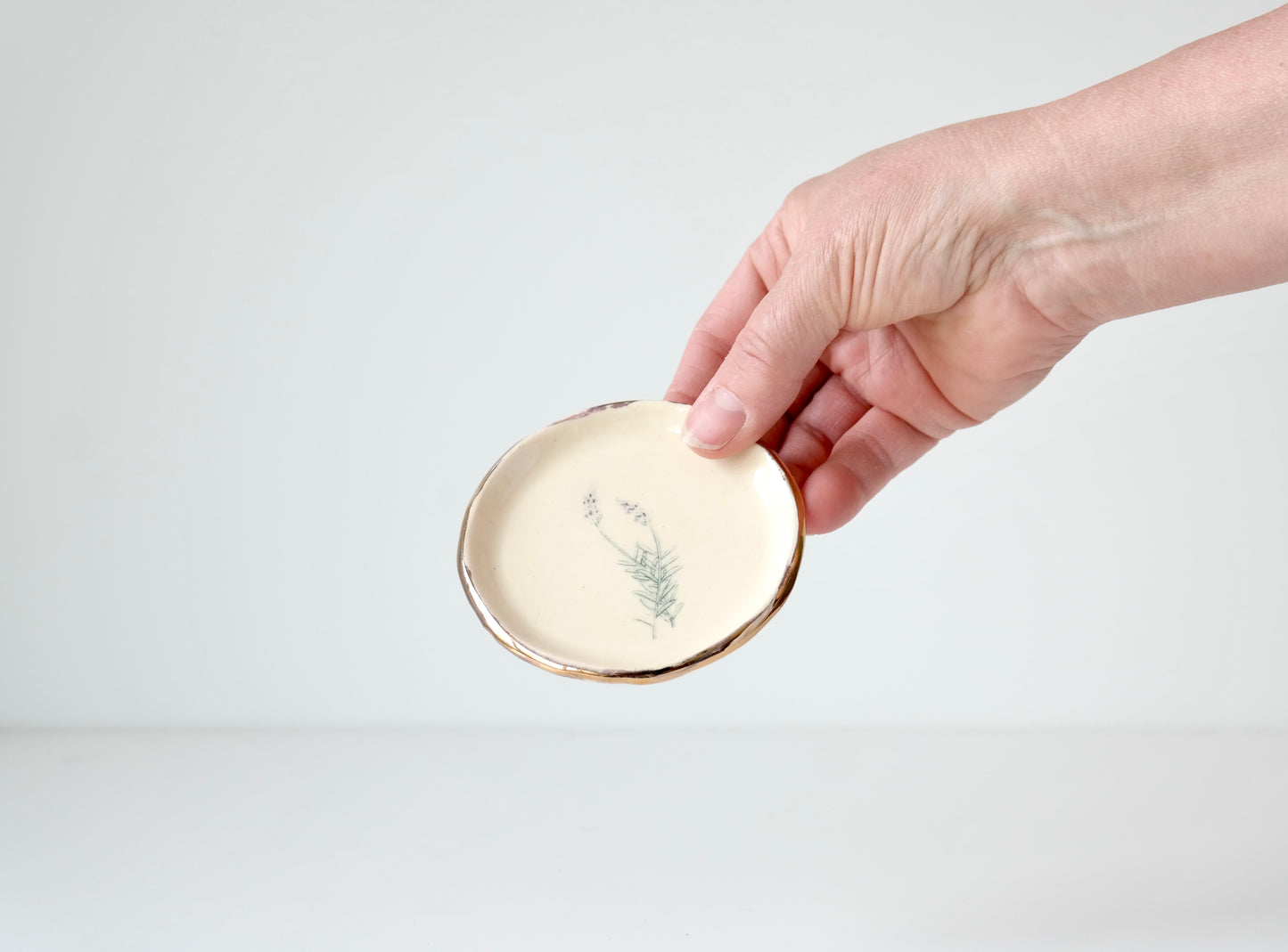 Lavender Trinket Dish with 22K Gold Rim