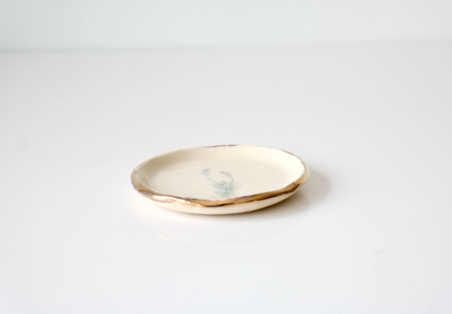 Lavender Trinket Dish with 22K Gold Rim