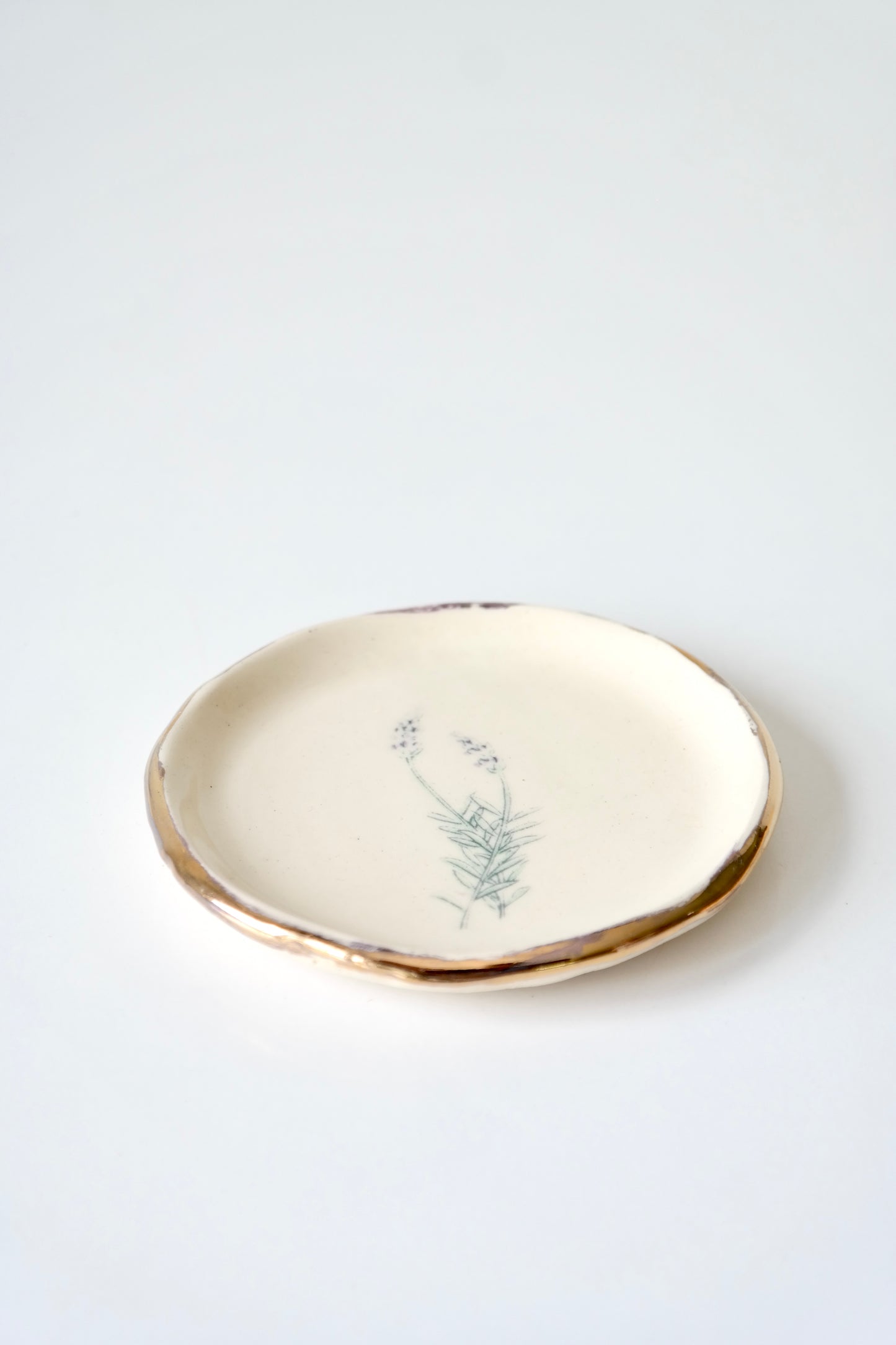 Lavender Trinket Dish with 22K Gold Rim