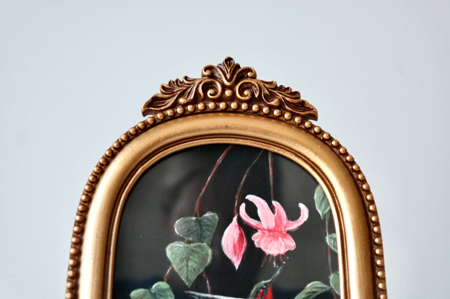 Hummingbird & Fuchsia – Framed Mini Painting