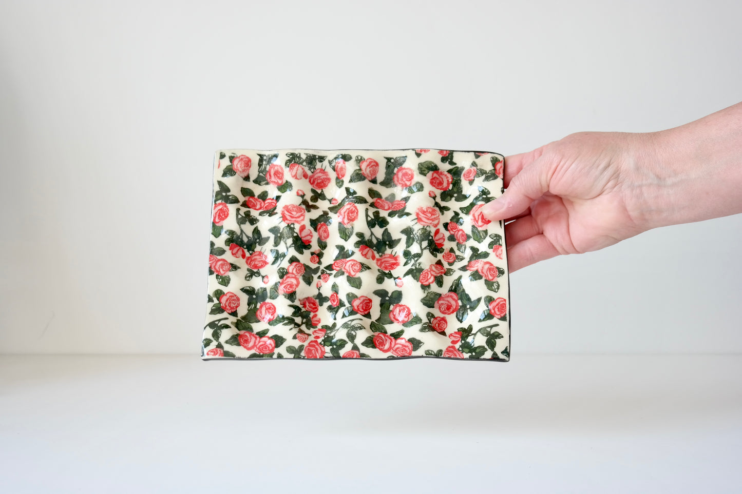 Handcrafted Ceramic Egg Holder – Rose Pattern