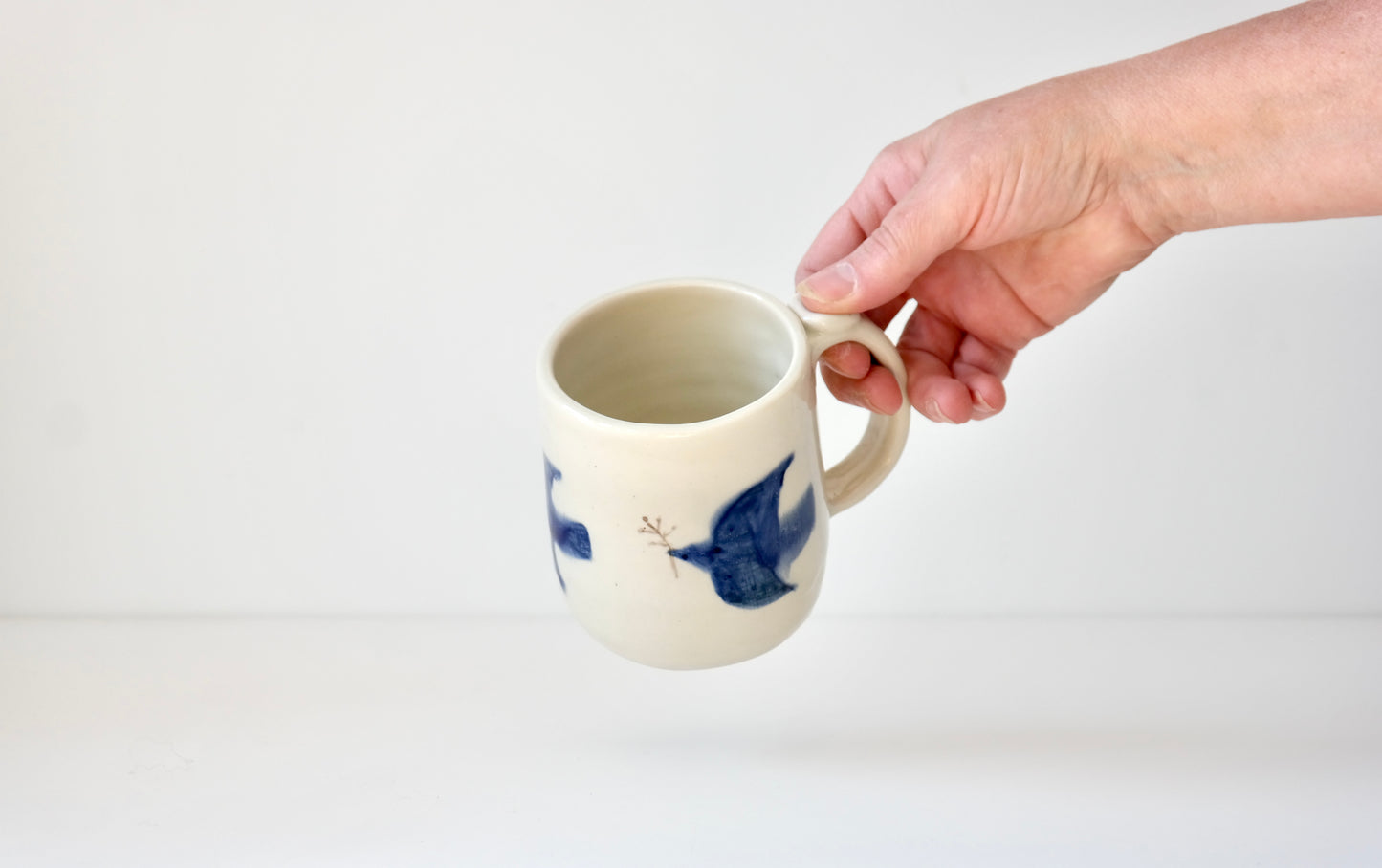 Hand-Painted Ceramic Mug – Blue Birds