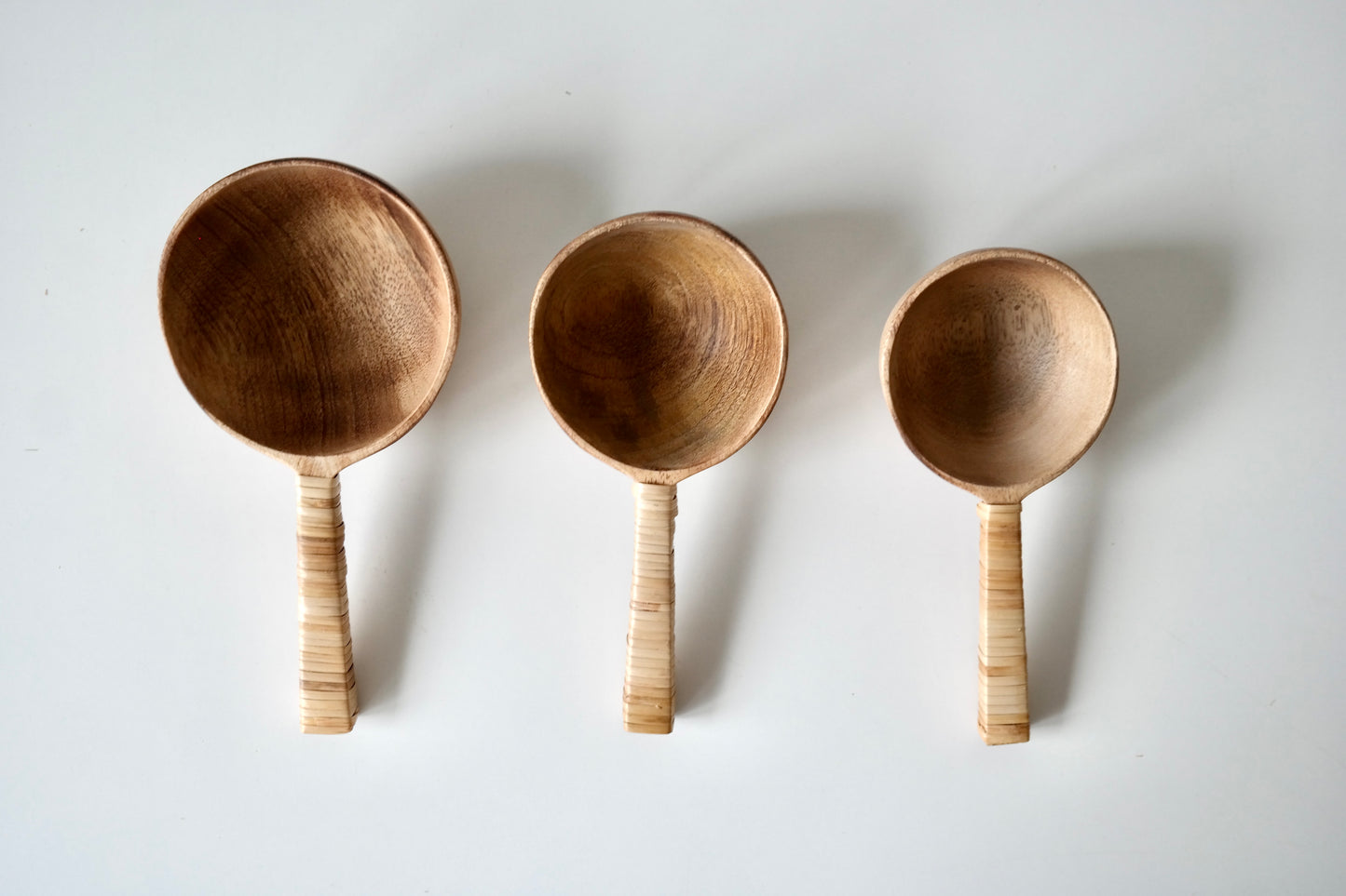 Wood & Rattan Scoop Set