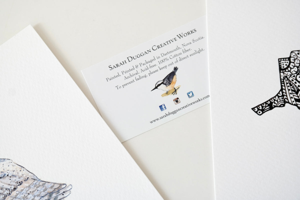 Snowy Owl & Snowshoes Art Print