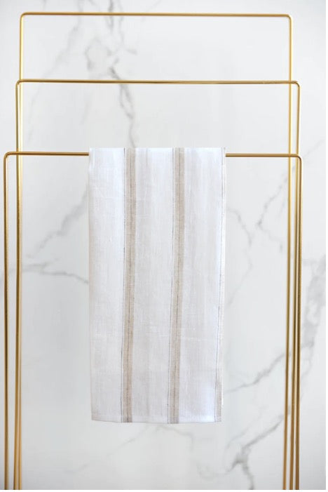 Pure Linen Towel – Natural Beige Stripes