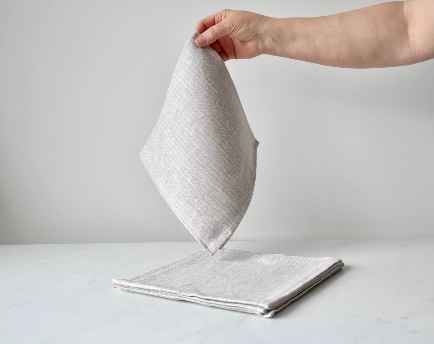Grey Striped Linen Napkin - Set of 4