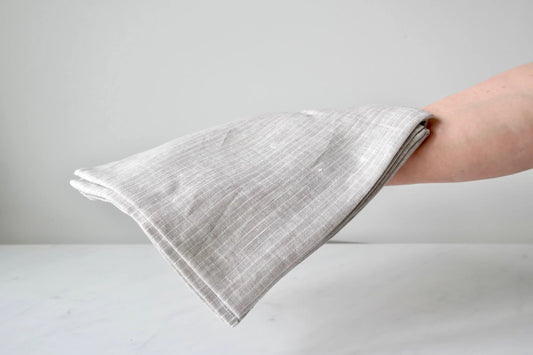 Grey Striped Linen Napkin - Set of 4