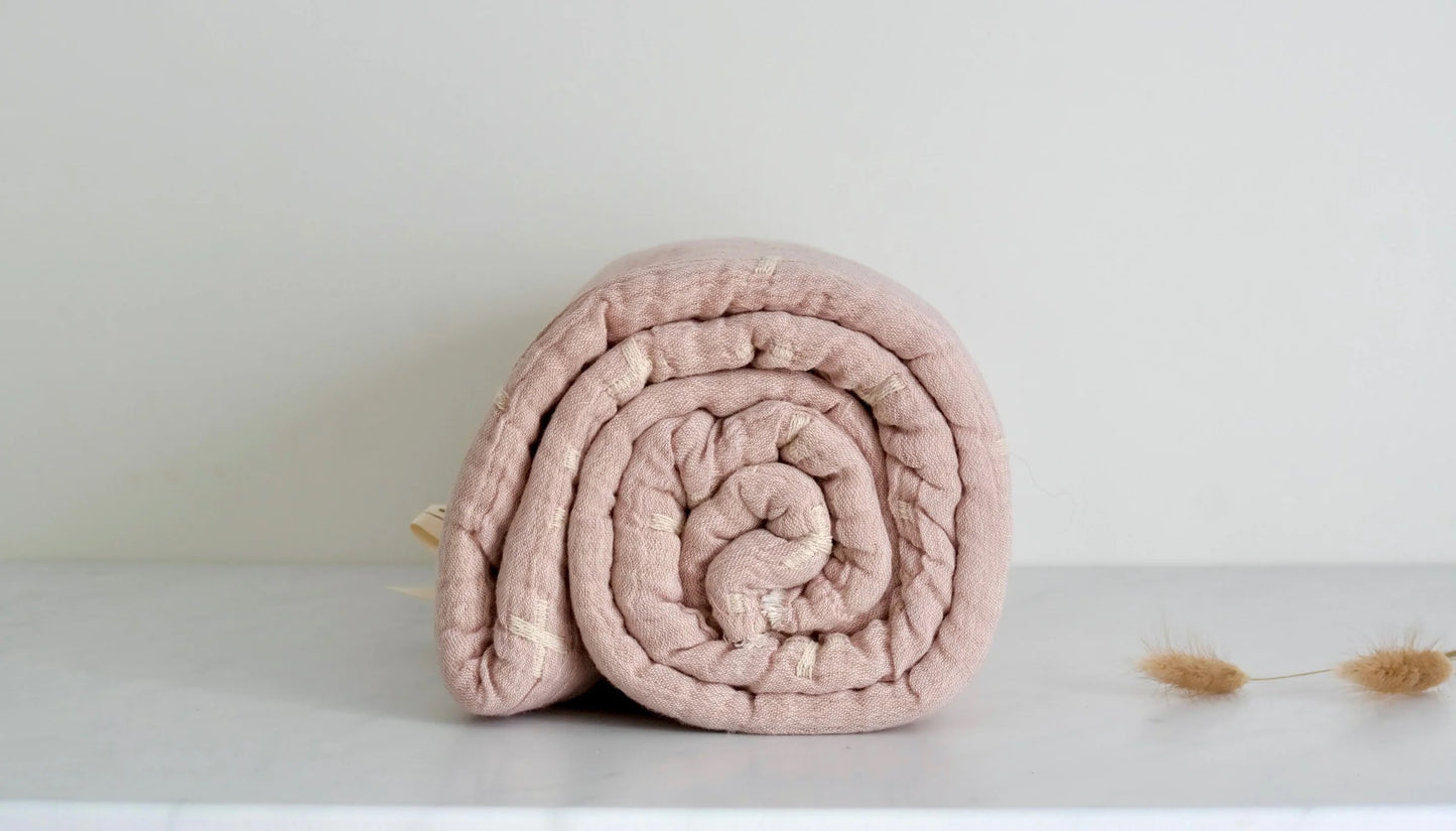 Stone-Washed Cotton Kantha Throw