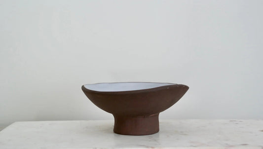 Organic Footed Bowl – Black Stoneware