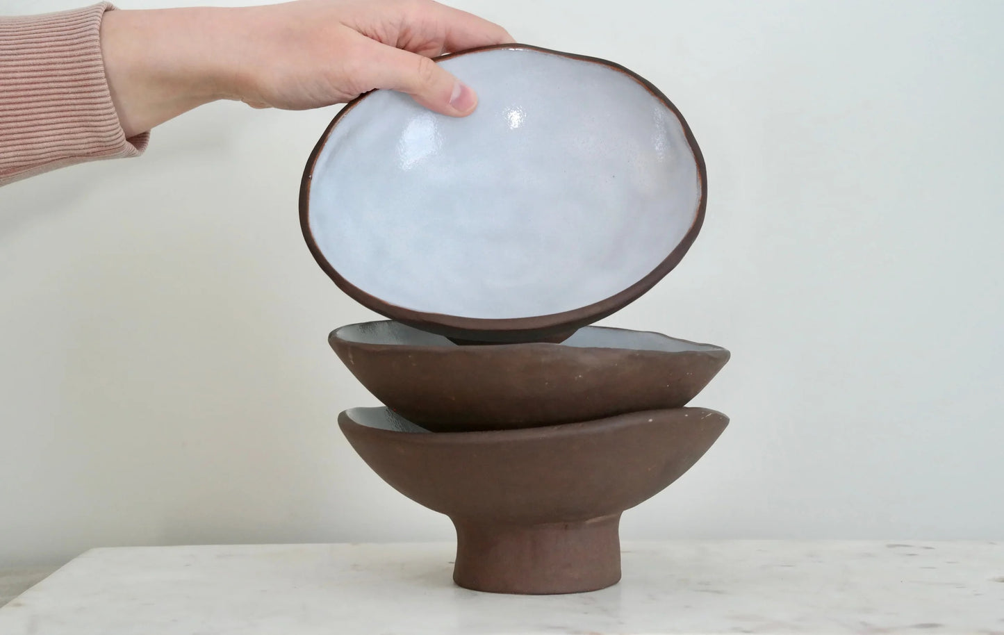 Organic Footed Bowl – Black Stoneware