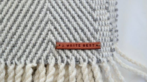 Handwoven 100% Pure Wool Throw – Light Grey Herringbone