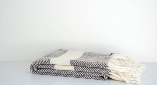 Handwoven Wool Throw – Heather Brown