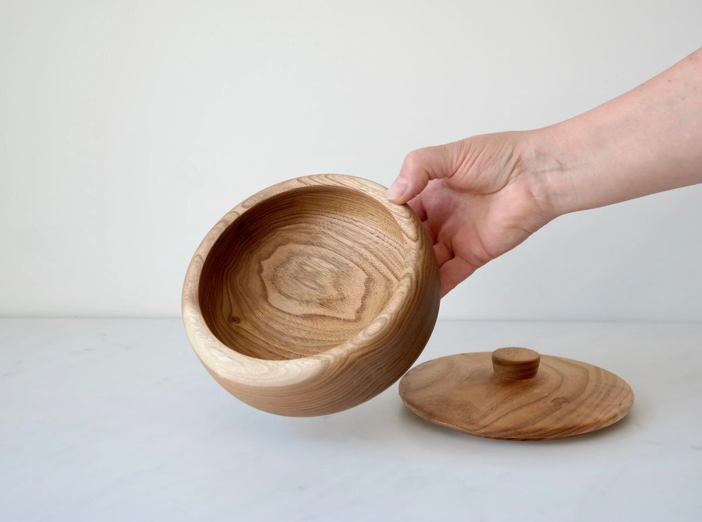Covered Wooden Bowl