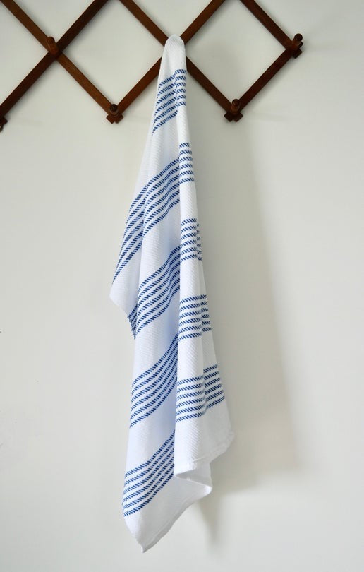 Handwoven Tea Towel - Royal Blue Stripes