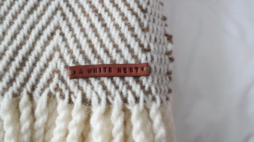 Handwoven 100% Pure Wool Throw – Light Brown Herringbone