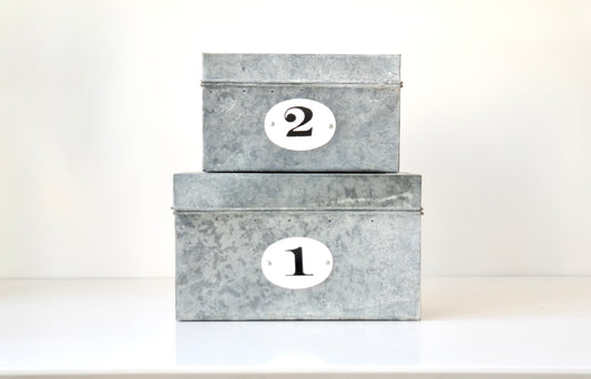 Numbered Galvanized Storage Boxes – Set of 2