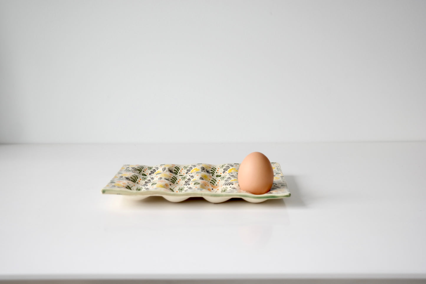Handbuilt Stoneware Egg Holder – Sunny Floral