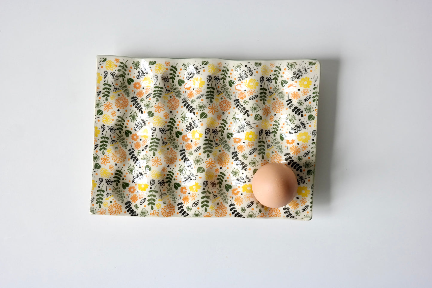 Handbuilt Stoneware Egg Holder – Sunny Floral