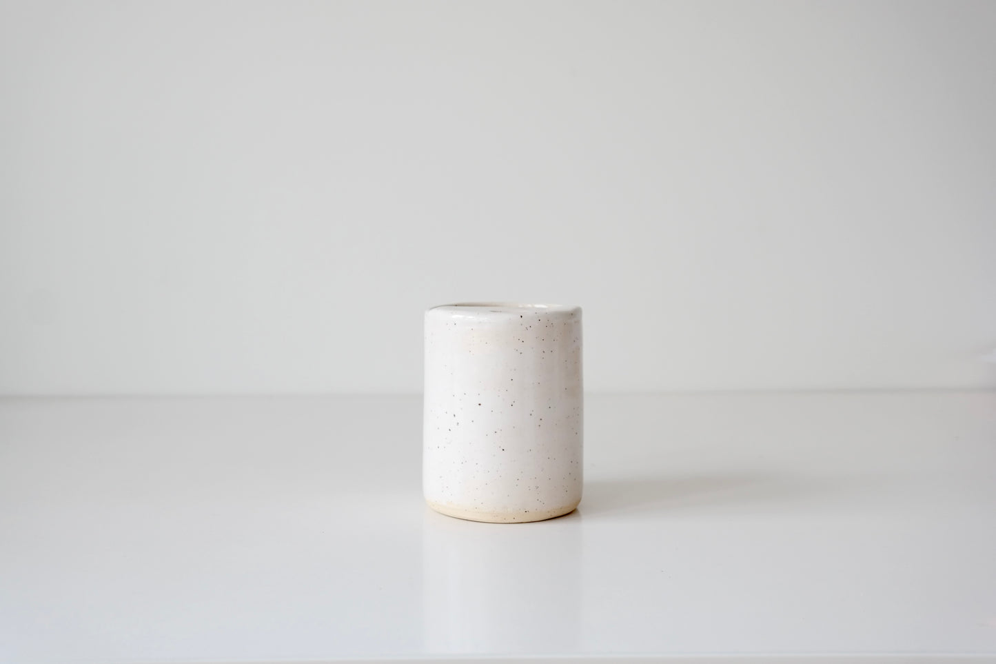 White Speckled Tumbler with Sipping Rim