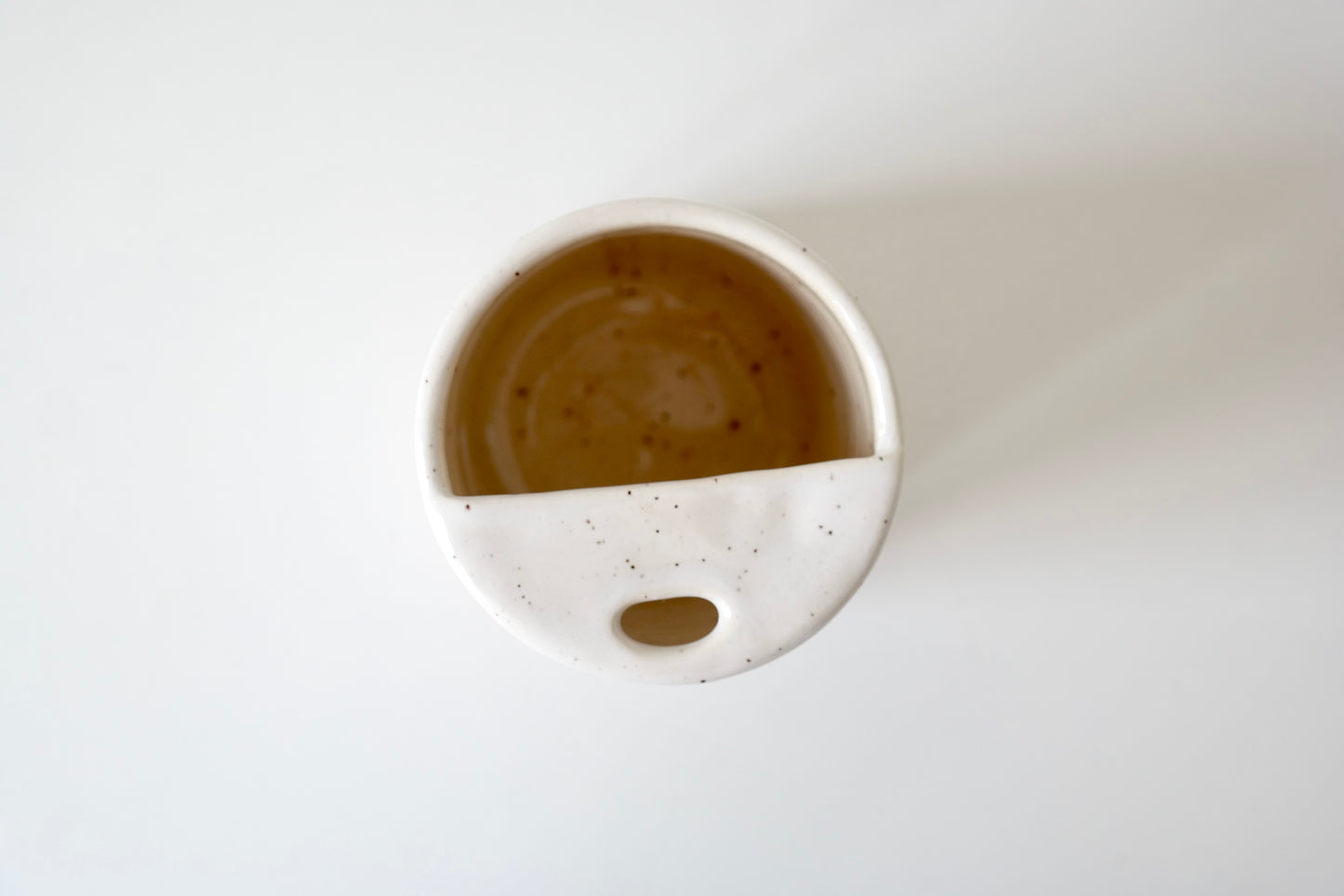 White Speckled Tumbler with Sipping Rim