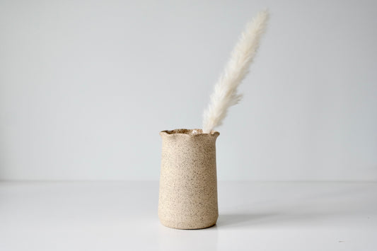 Scallop-Edged Stone Vase