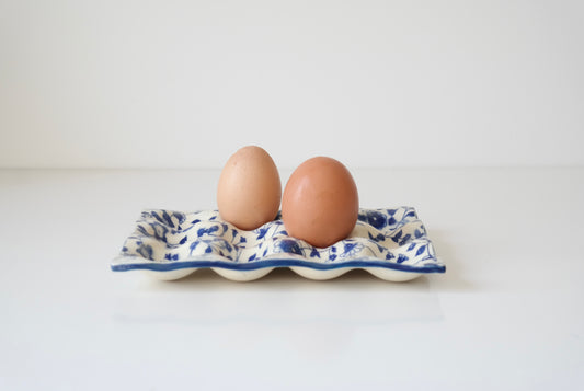 Ceramic Egg Tray – Blue Florals