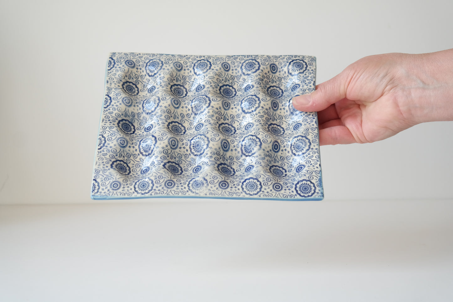 Ceramic Egg Tray – Blue Pattern