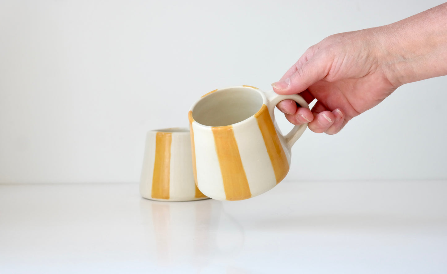 Handcrafted Ceramic Mug – Yellow Stripes