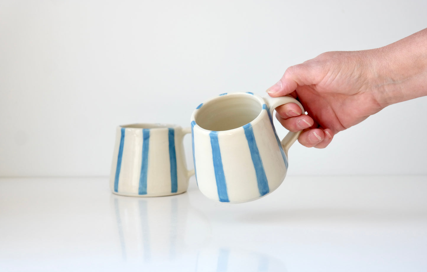 Handcrafted Ceramic Mug – Blue Stripes