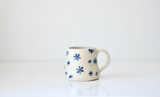 Hand-Painted Ceramic Mug – Blue Florals