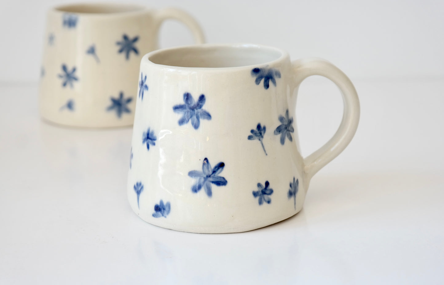 Hand-Painted Ceramic Mug – Blue Florals