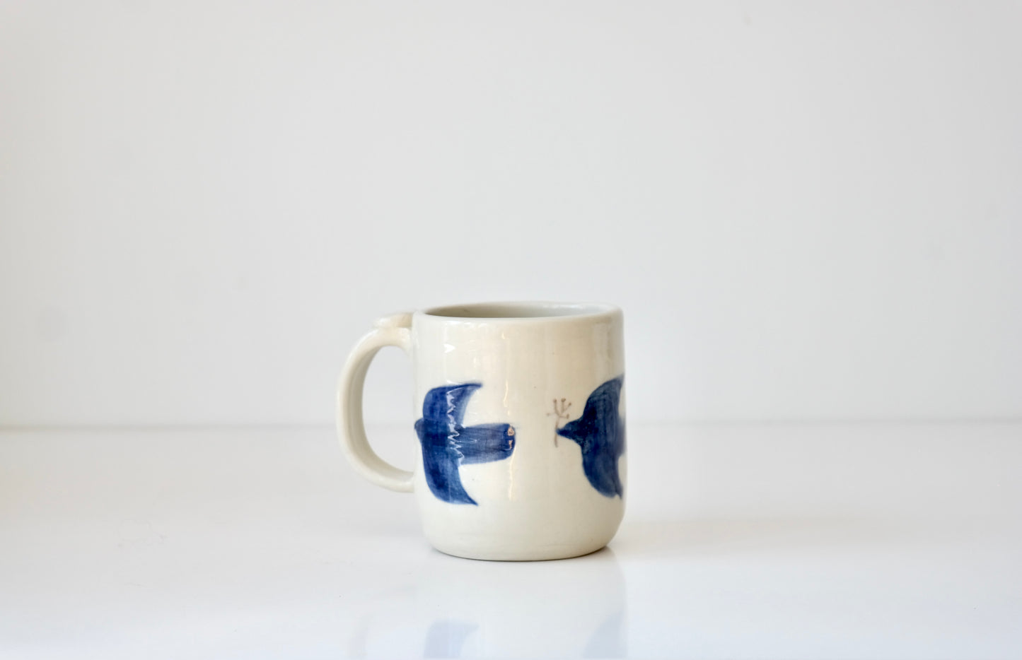 Hand-Painted Ceramic Mug – Blue Birds