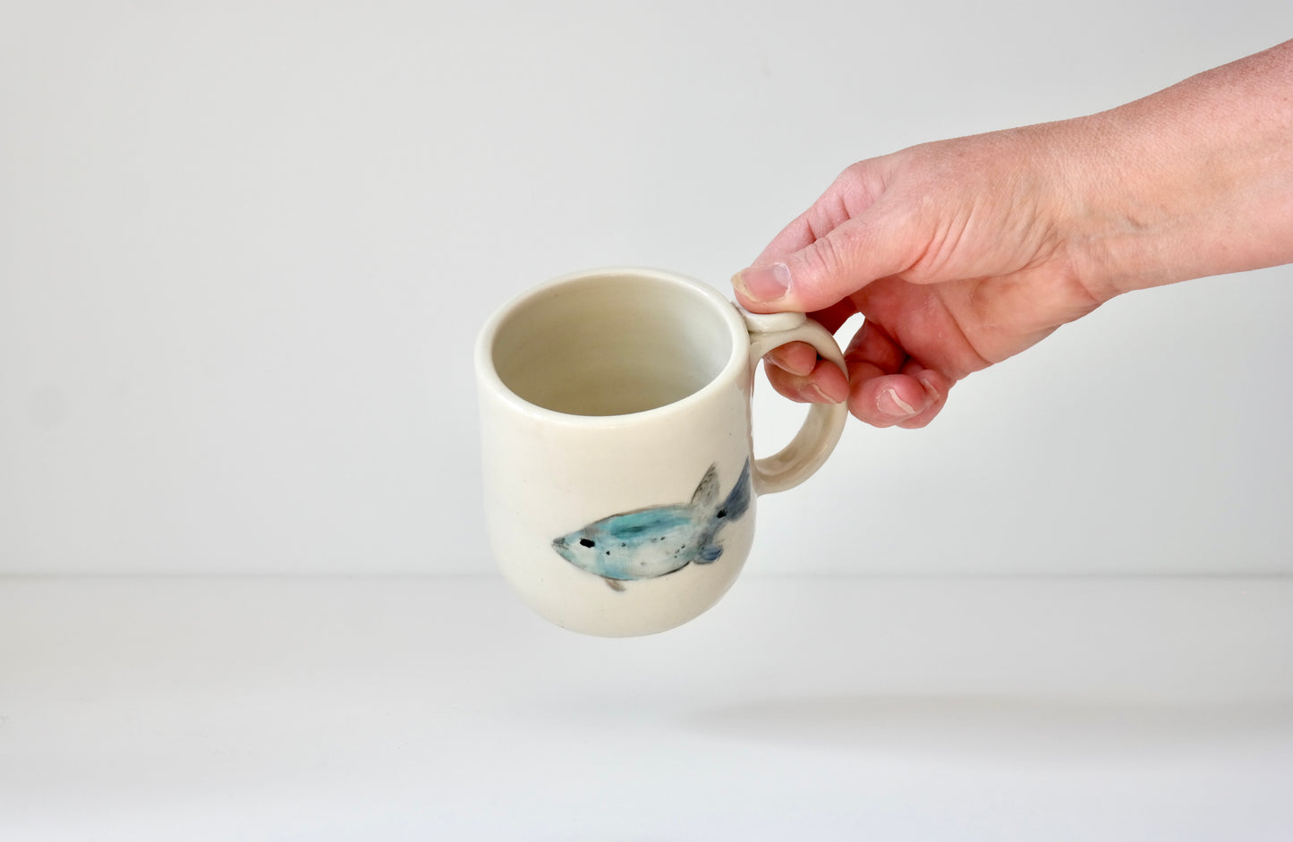 Hand-Painted Ceramic Mug – Blue Fish