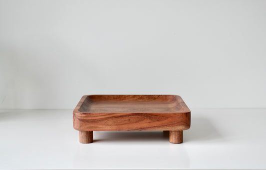 Acacia Wood Pedestal Tray
