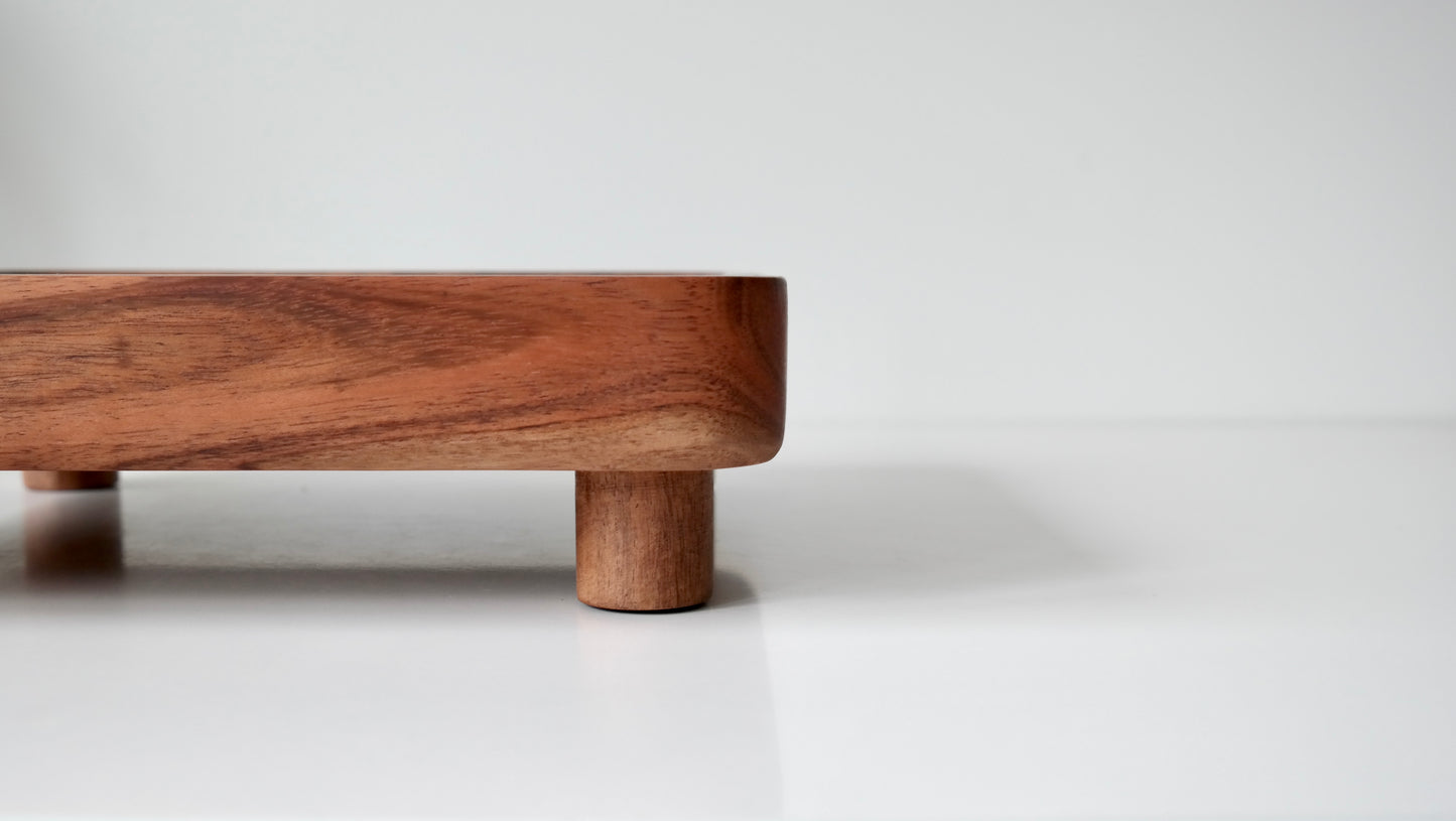 Acacia Wood Pedestal Tray