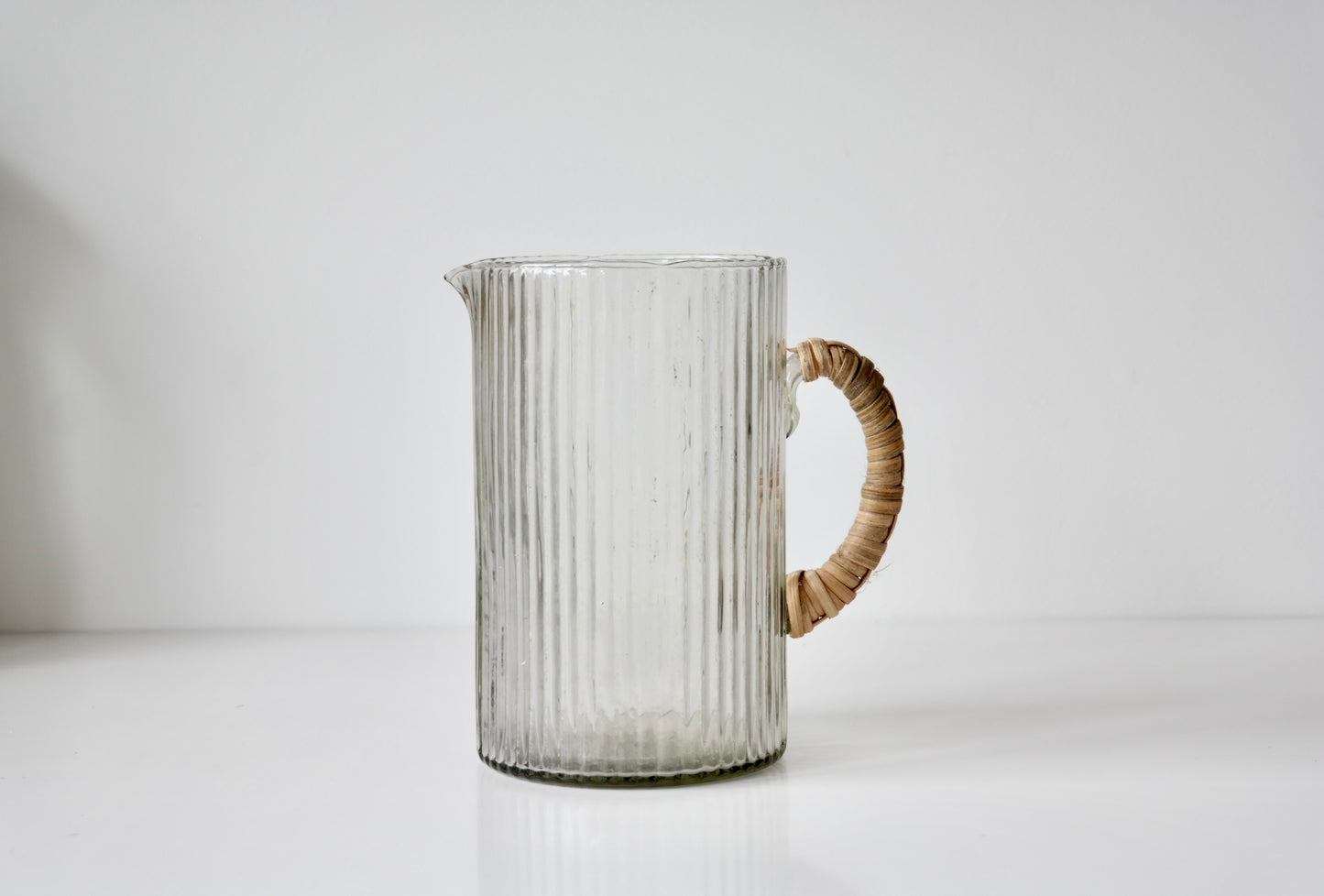 Rattan Handle Glass Pitcher