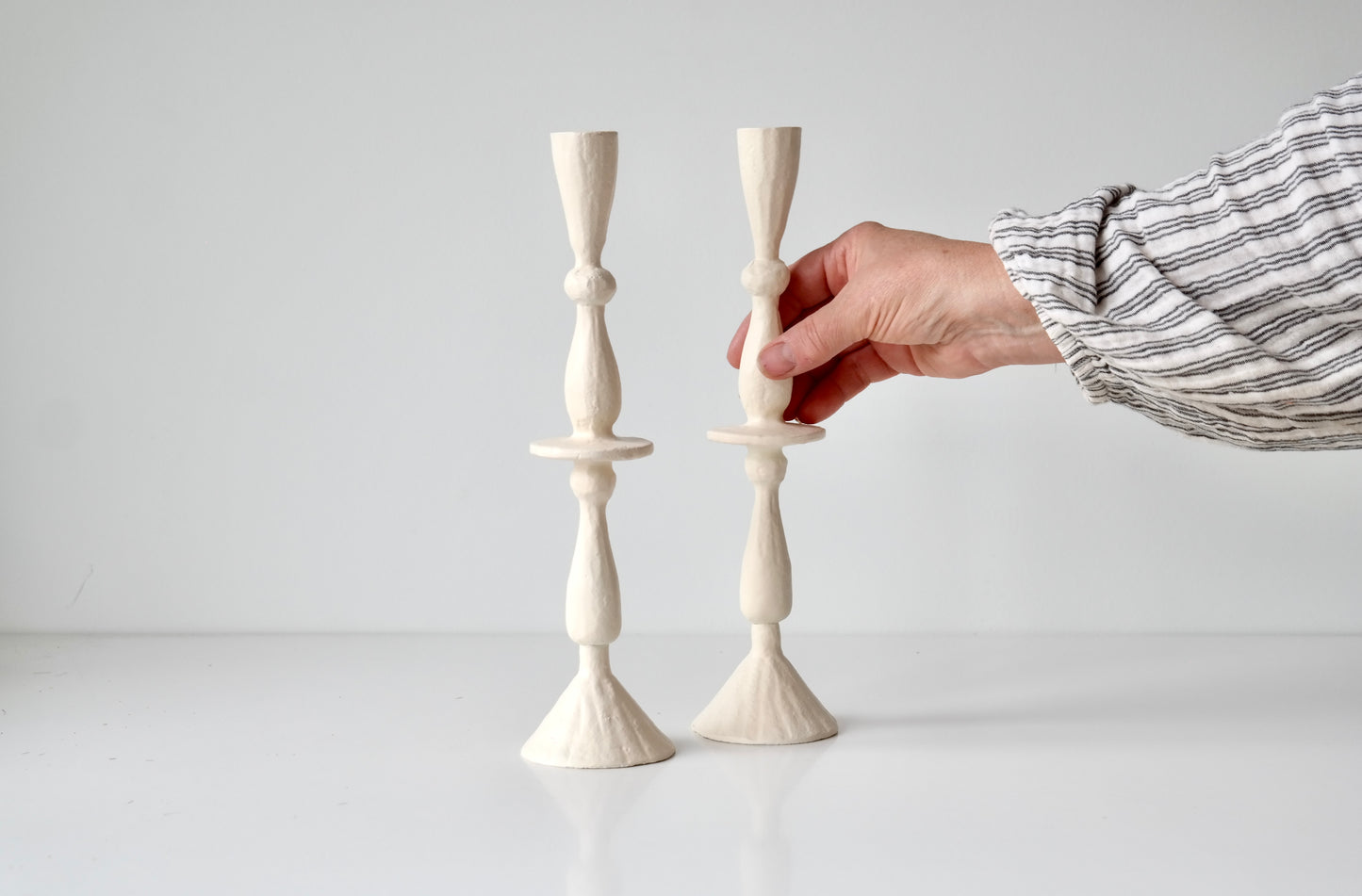 White Iron Taper Holder