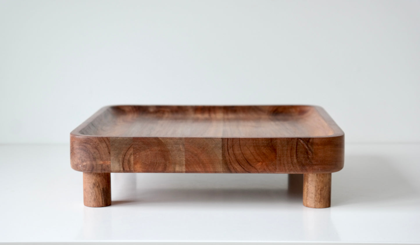 Acacia Wood Pedestal Tray