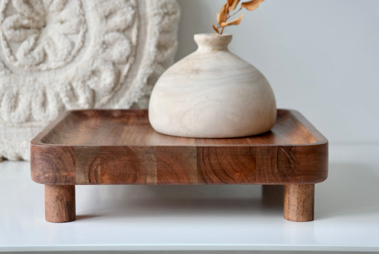 Acacia Wood Pedestal Tray