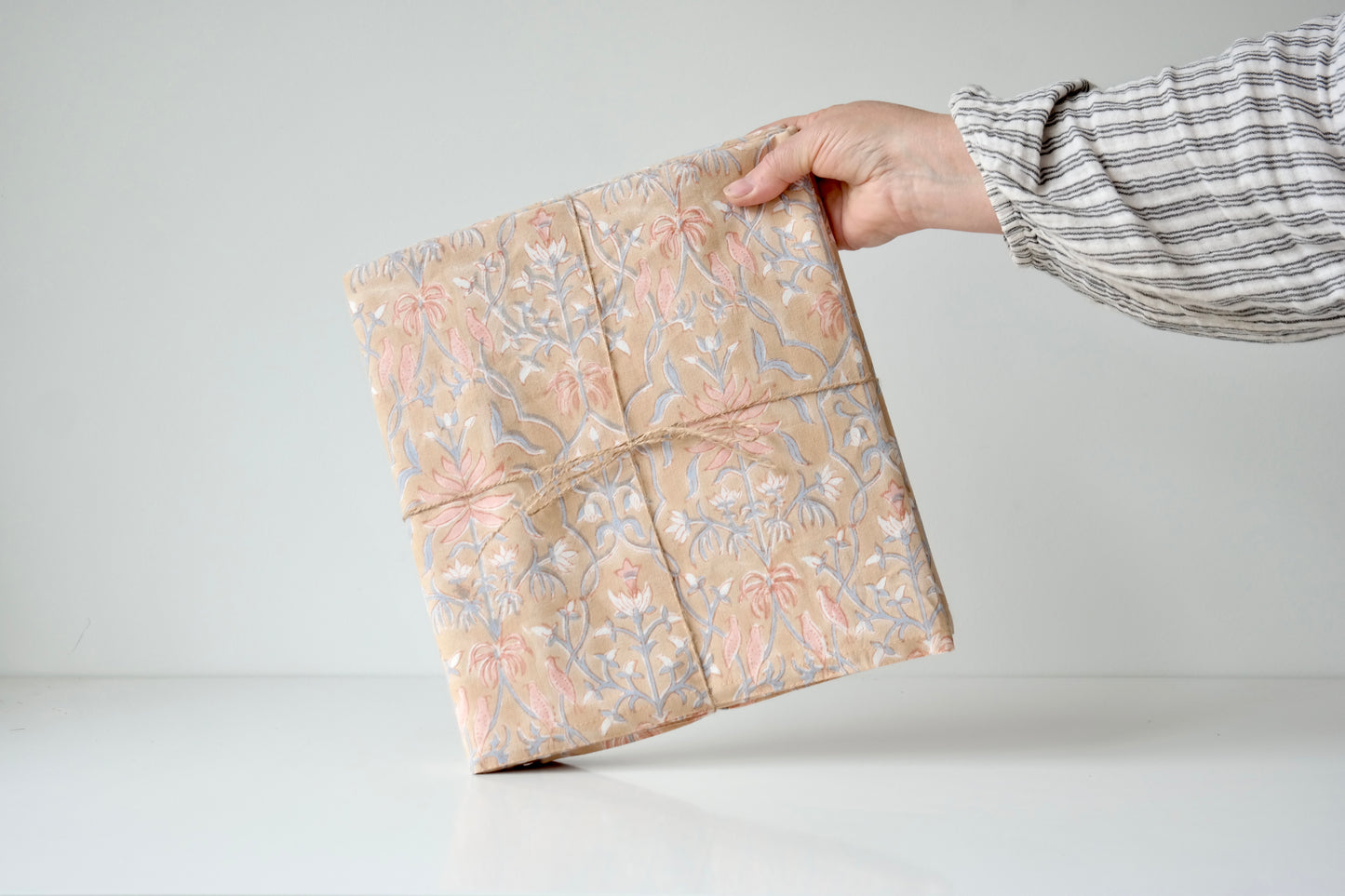 Blush & Blue Block Print Tablecloth