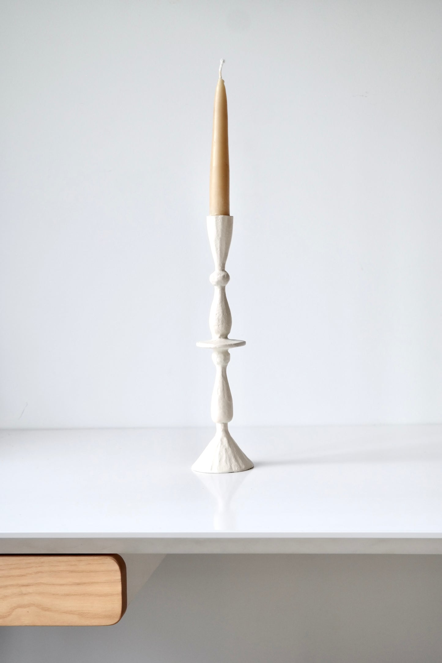 White Iron Taper Holder