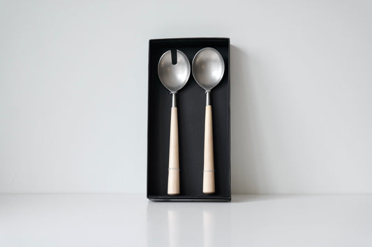 Maple & Metal Salad Servers