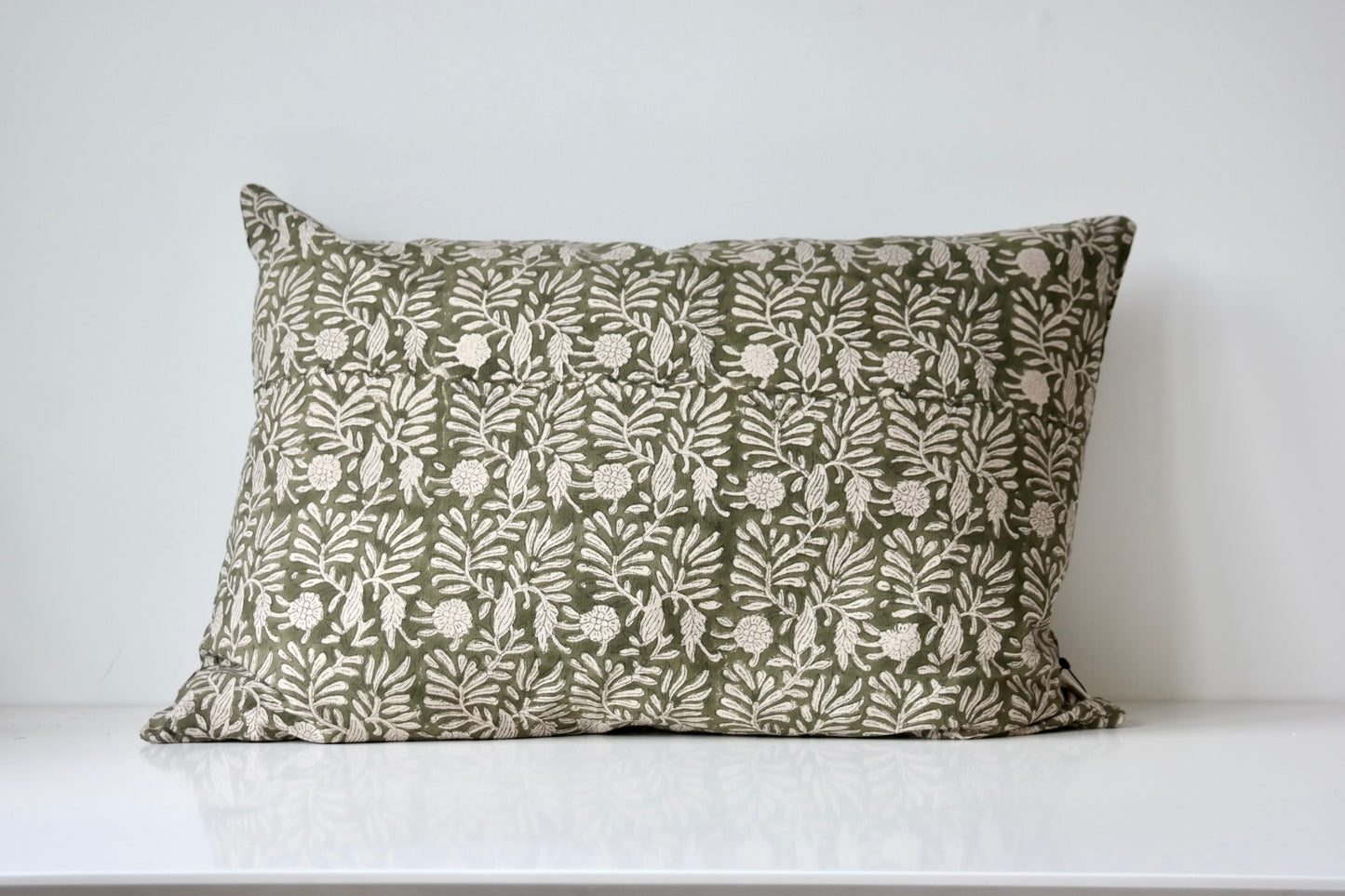 Block Print Pillow – Olive Floral