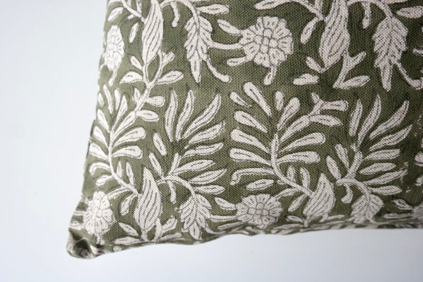 Block Print Pillow – Olive Floral
