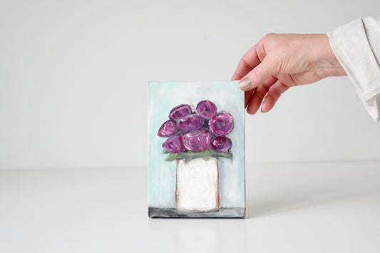 Original Mini Painting – Violet Blooms