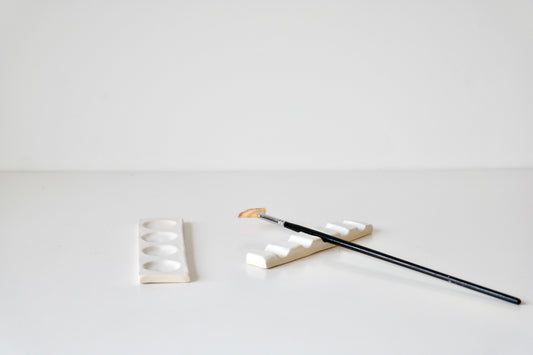 Handmade Ceramic Painting Set – Palette + Brush Holder