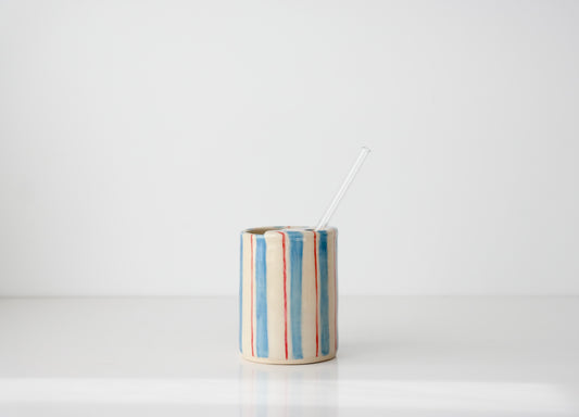 Candy Stripe Tumbler with Glass Straw