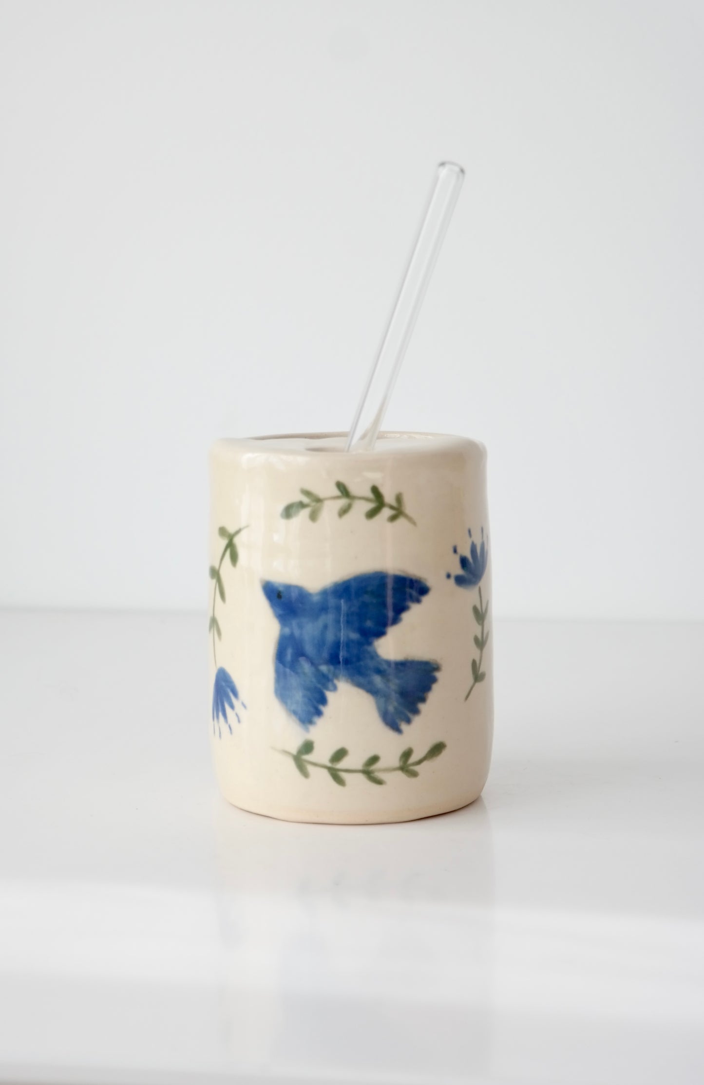 Bluebird Tumbler with Glass Straw